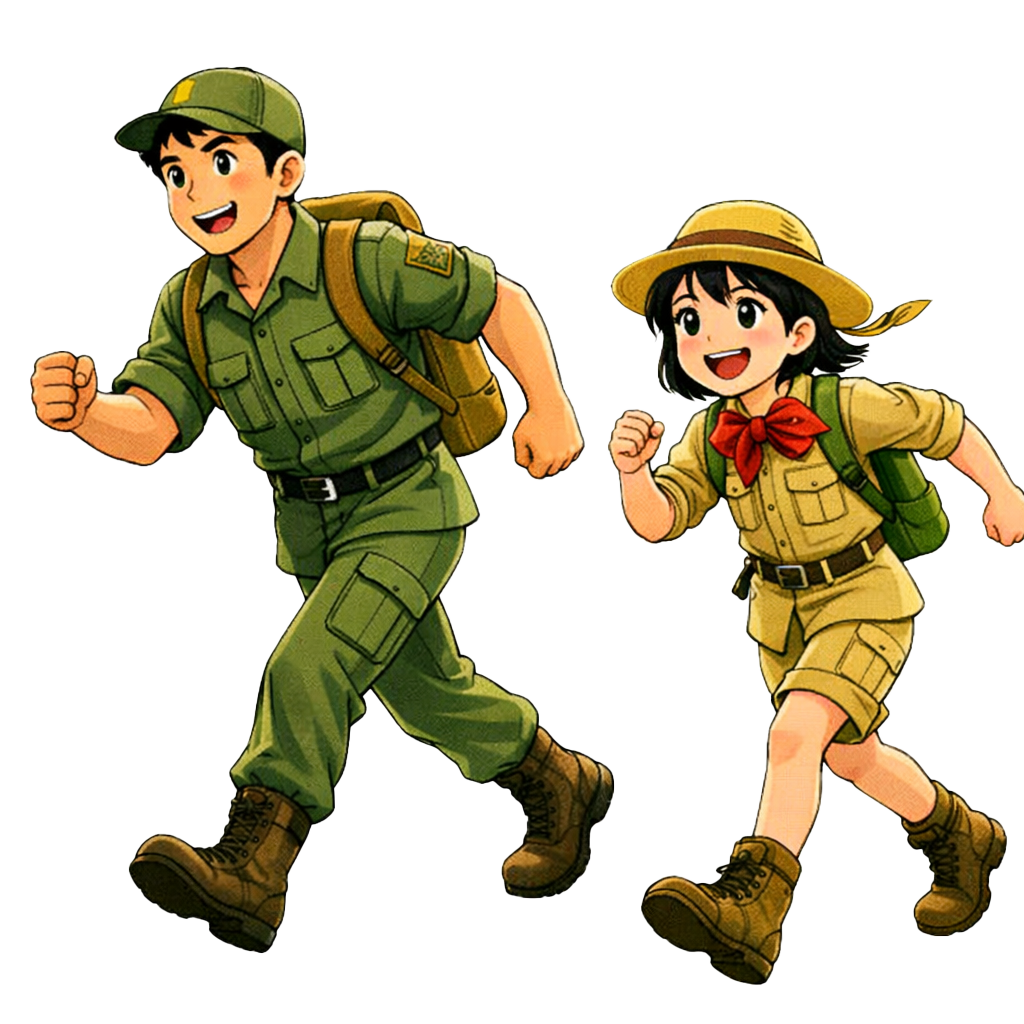 走るキャラクター（左）